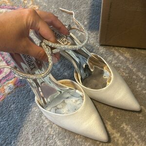 Badgley Mischka Satin Pointed Toe Pumps